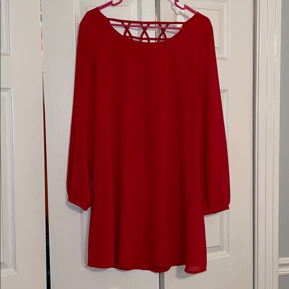 Red long sleeve dress